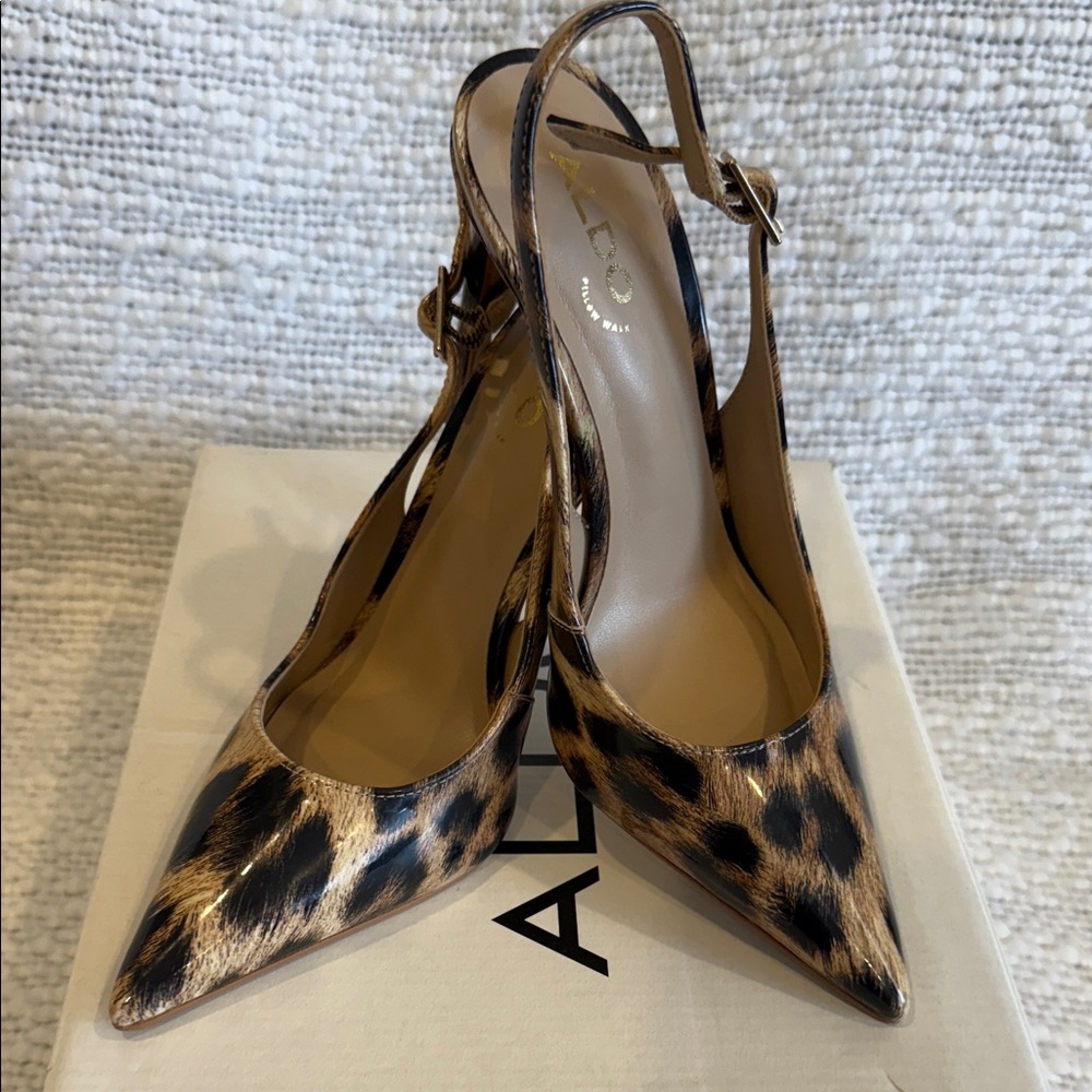 Aldo Stessy Sling Leopard Print Heels